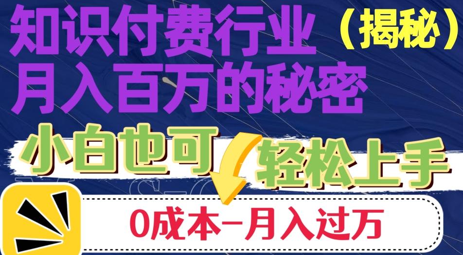 揭秘知识付费行业月入百万的秘密，小白也可轻松上手，月入过万-创新Ovo