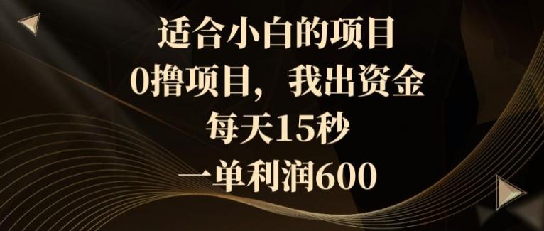 适合小白的项目，0撸项目，我出资金，每天15秒，一单利润600-创新Ovo