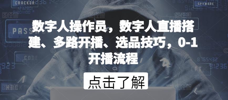 数字人操作员，数字人直播搭建、多路开播、选品技巧，0-1开播流程-创新Ovo