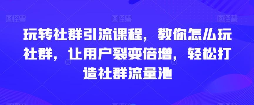 玩转社群引流课程，教你怎么玩社群，让用户裂变倍增，轻松打造社群流量池-创新Ovo