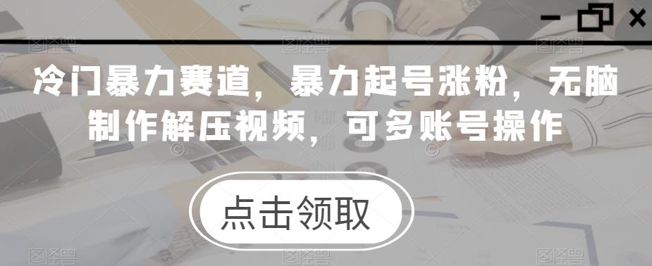 冷门暴力赛道，暴力起号涨粉，无脑制作解压视频，可多账号操作-创新Ovo