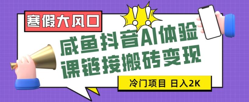 寒假大风口咸鱼抖音AI体验课链接搬砖变现，全网首发冷门项目，小白可日入2K+【揭秘】-创新Ovo