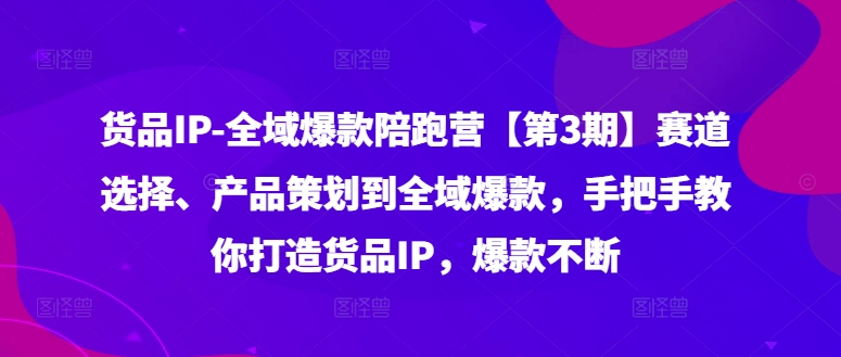 货品IP全域爆款陪跑营【第3期】赛道选择、产品策划到全域爆款，手把手教你打造货品IP，爆款不断-创新Ovo