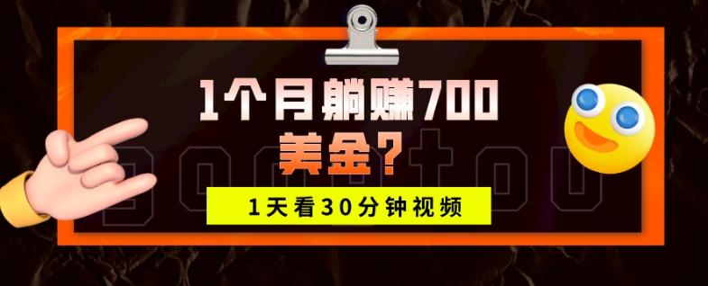 1天看30分钟视频，1个月躺赚700美金？-创新Ovo