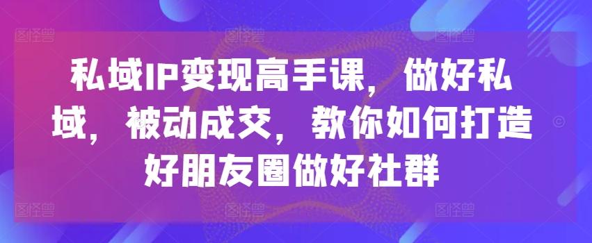 私域IP变现高手课，做好私域，被动成交，教你如何打造好朋友圈做好社群-创新Ovo
