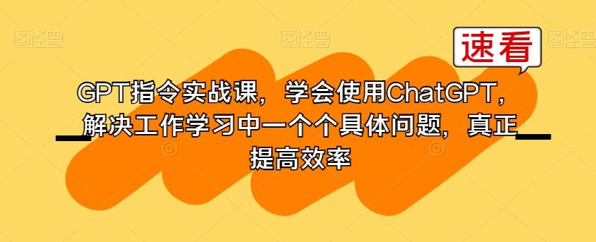 GPT指令实战课，学会使用ChatGPT，解决工作学习中一个个具体问题，真正提高效率-创新Ovo