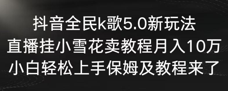 抖音全民k歌5.0新玩法，直播挂小雪花卖教程月入10万，小白轻松上手，保姆及教程来了【揭秘】-创新Ovo