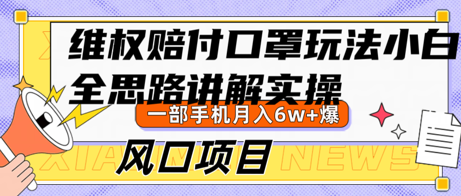 维权赔付口罩玩法，小白也能月入6w+，风口项目实操-创新Ovo