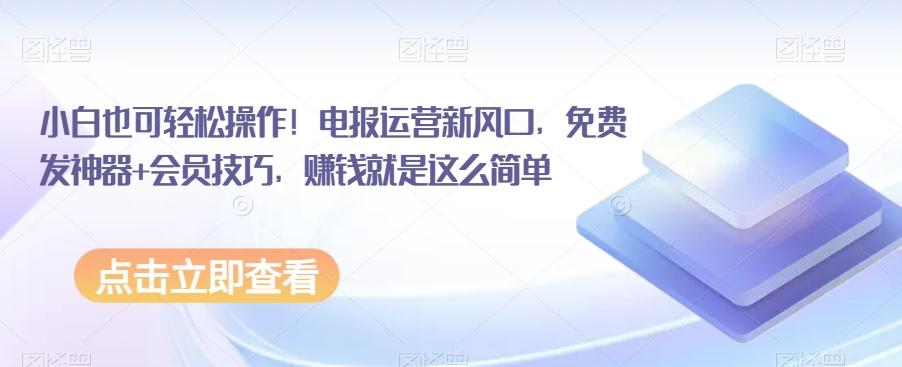 小白也可轻松操作！电报运营新风口，免费发神器+会员技巧，赚钱就是这么简单-创新Ovo