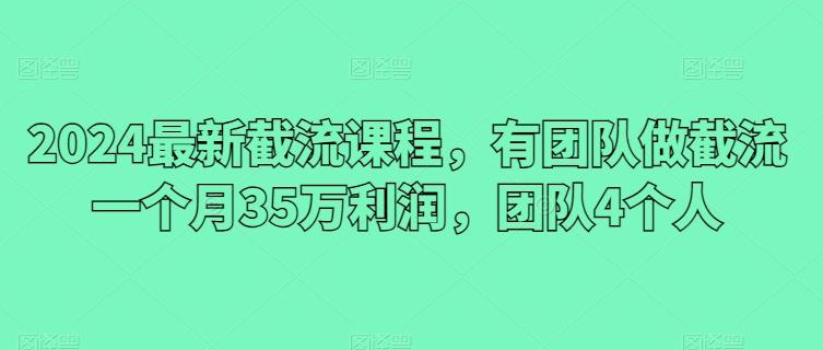 2024最新截流课程，有团队做截流一个月35万利润，团队4个人-创新Ovo