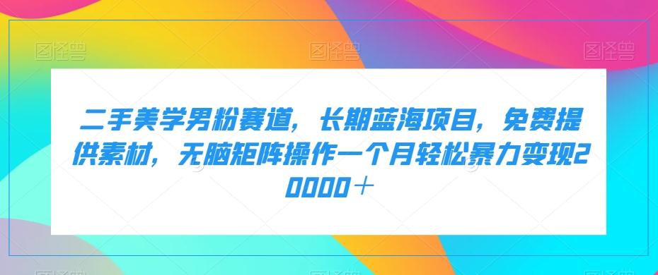 二手美学男粉赛道，长期蓝海项目，无脑矩阵操作一个月轻松暴力变现20000＋-创新Ovo