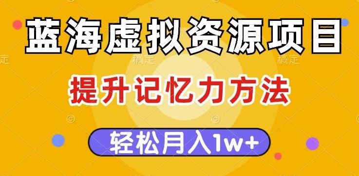 蓝海虚拟资源项目，提升记忆力方法，多种变现方式，轻松月入1w+【揭秘】-创新Ovo