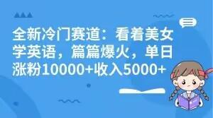 全新冷门赛道：看着美女学英语，篇篇爆火，单日涨粉10000+收入5000+-创新Ovo