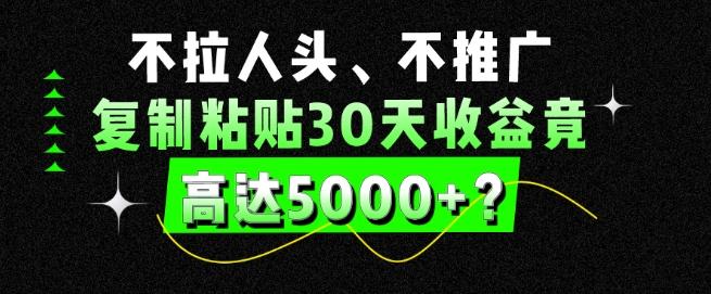 不拉人头、不推广，复制粘贴30天收益竟高达5000+？-创新Ovo