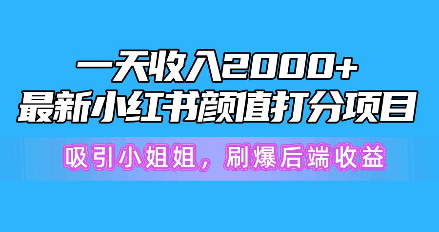 一天收入2000+，最新小红书颜值打分项目，吸引小姐姐，刷爆后端收益-创新Ovo