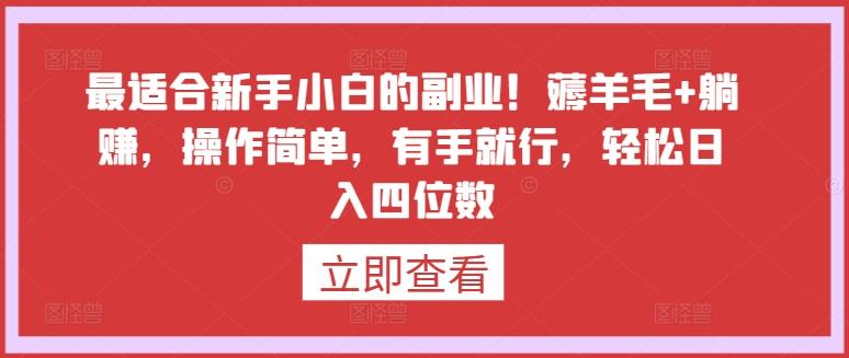 最适合新手小白的副业！薅羊毛+躺赚，操作简单，有手就行，轻松日入四位数【揭秘】-创新Ovo