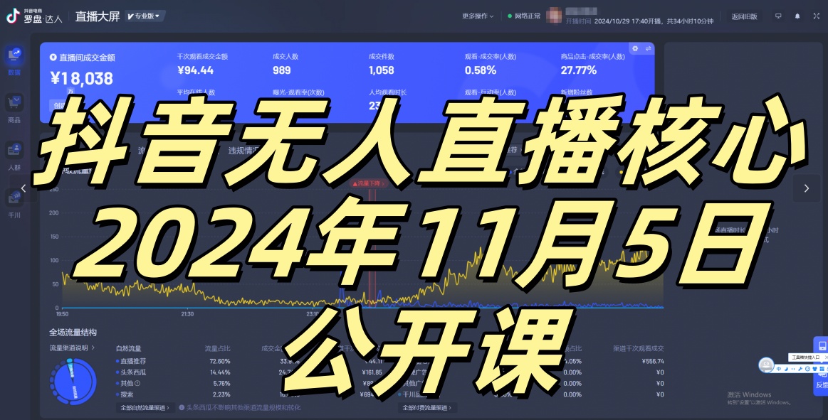 抖音无人直播核心公开课，咸鱼翻身小白可做带有睡后收入月入过万太简单【揭秘】-创新Ovo