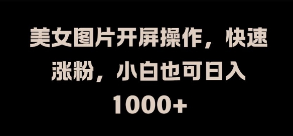 美女图片开屏操作，快速涨粉，小白也可日入1k【揭秘】-创新Ovo