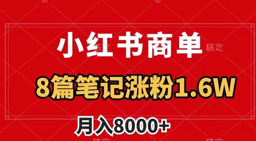 小红书商单最新玩法，8篇笔记涨粉1.6w，作品制作简单，月入8000+【揭秘】-创新Ovo