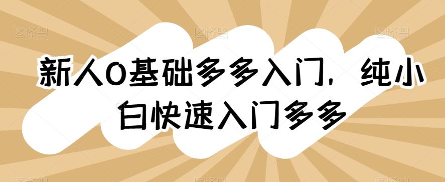 新人0基础多多入门，​纯小白快速入门多多-创新Ovo