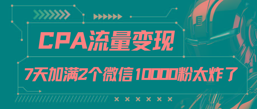 CPA流量变现，7天加满两个微信10000粉-创新Ovo