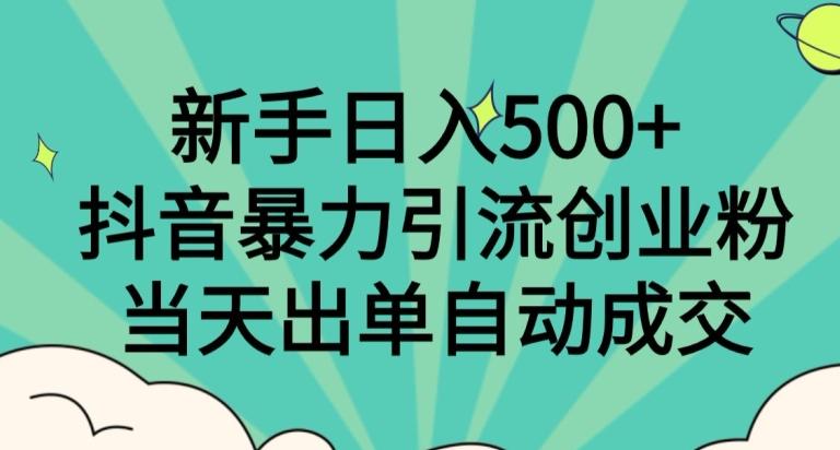 新手日入500+，抖音暴力引流创业粉，当天出单自动成交-创新Ovo