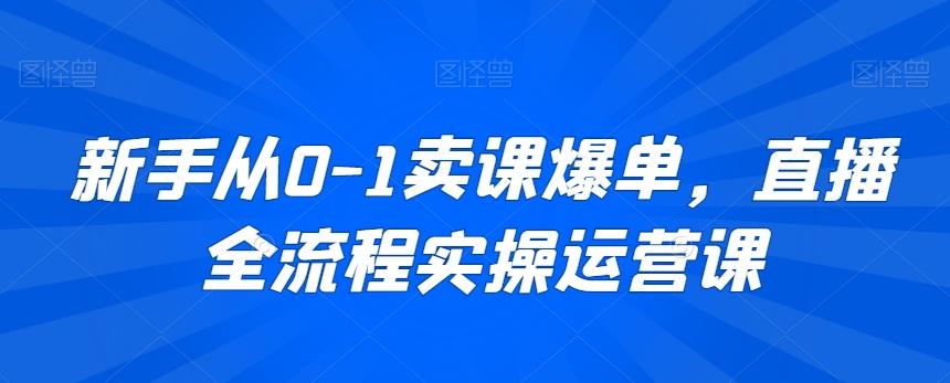 新手从0-1卖课爆单，直播全流程实操运营课-创新Ovo