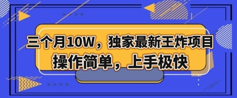 三个月10W，独家最新王炸项目！操作简单，上手极快【揭秘】-创新Ovo