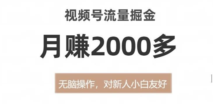 视频号流量掘金，无脑操作，对新人小白友好，月赚2000多【揭秘】-创新Ovo