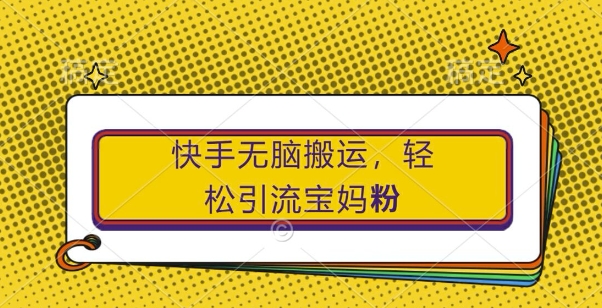 快手无脑搬运，轻松引流宝妈粉，纯小白轻松上手【揭秘】-创新Ovo