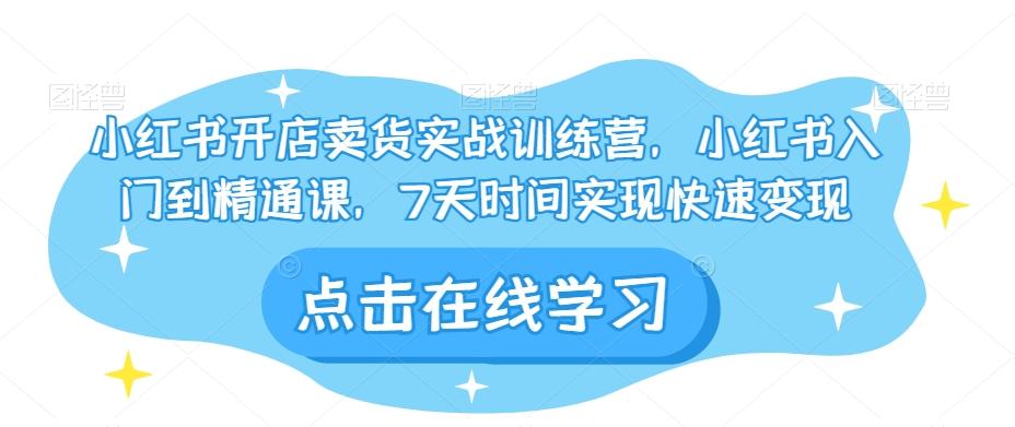 小红书开店卖货实战训练营，小红书入门到精通课，7天时间实现快速变现-创新Ovo