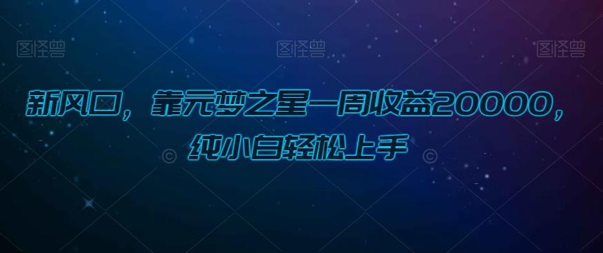新风口，靠元梦之星一周收益20000，纯小白轻松上手-创新Ovo