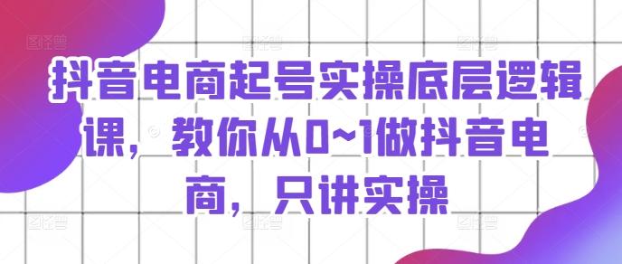 抖音电商起号实操底层逻辑课，教你从0~1做抖音电商，只讲实操-创新Ovo