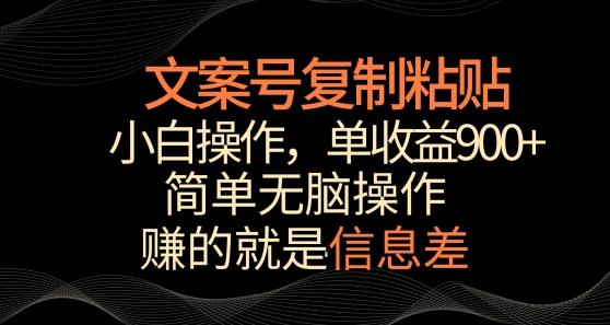 文案号掘金，简单复制粘贴，小白操作，单作品收益900+【揭秘】-创新Ovo