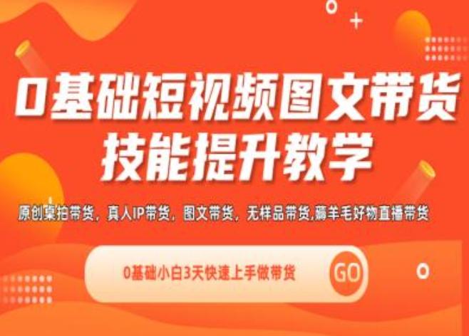 0基础短视频图文带货实操技能提升教学(直播课+视频课),0基础小白3天快速上手做带货-创新Ovo
