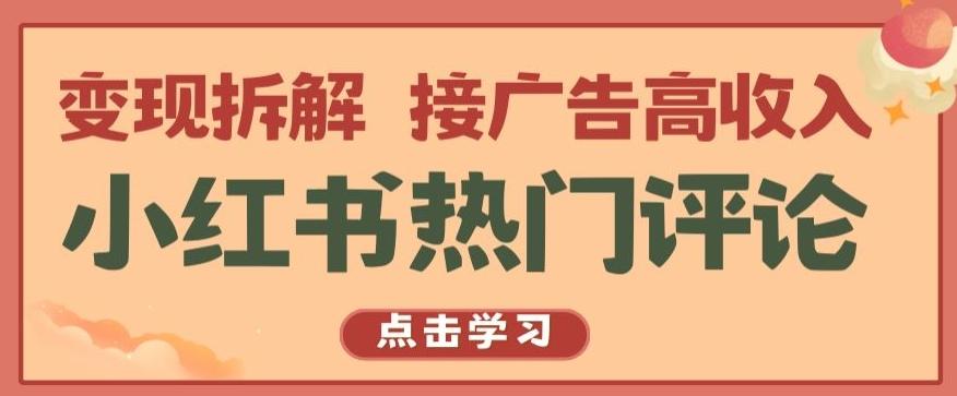 小红书热门评论，变现拆解，接广告高收入【揭秘 】-创新Ovo