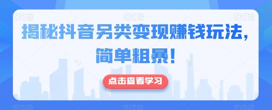 揭秘抖音另类变现赚钱玩法，简单粗暴！-创新Ovo