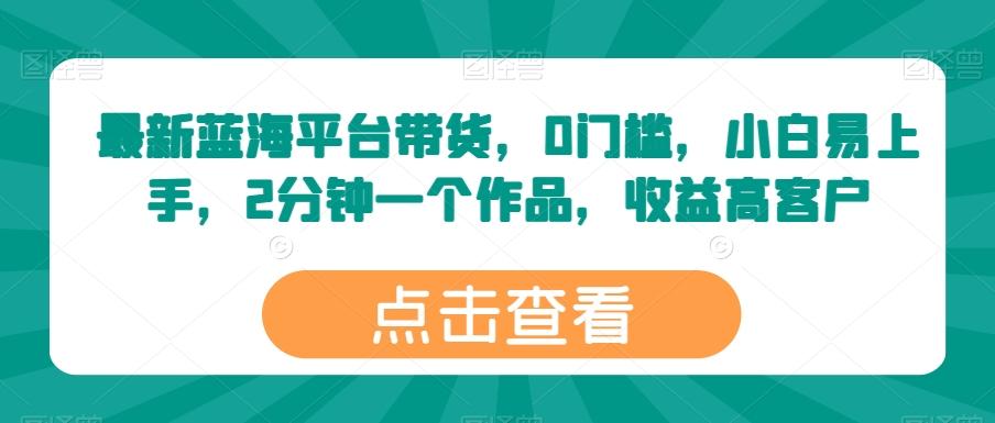 最新蓝海平台带货，0门槛，小白易上手，2分钟一个作品，收益高【揭秘】-创新Ovo