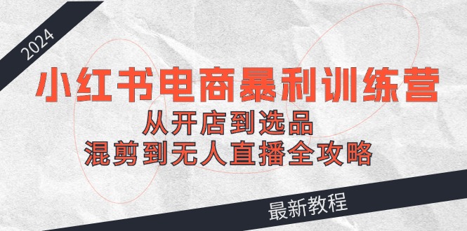 2024小红书电商暴利训练营：从开店到选品，混剪到无人直播全攻略-创新Ovo