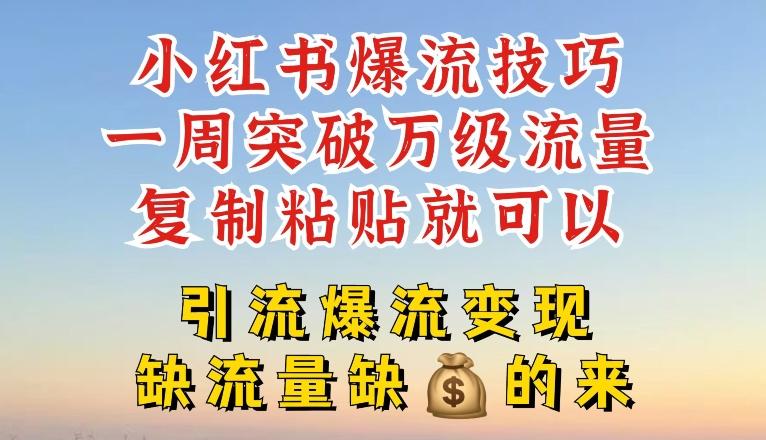小红书爆流技巧，一周突破万级流量，复制粘贴就可以，引流爆流变现【揭秘】-创新Ovo