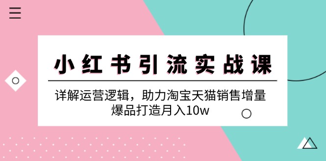 小红书引流实战课：详解运营逻辑，助力淘宝天猫销售增量，爆品打造月入10w-创新Ovo