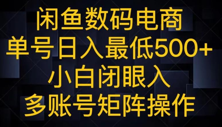 闲鱼数码电商，单号日入最低500+，小白闭眼入，多账号矩阵操作-创新Ovo