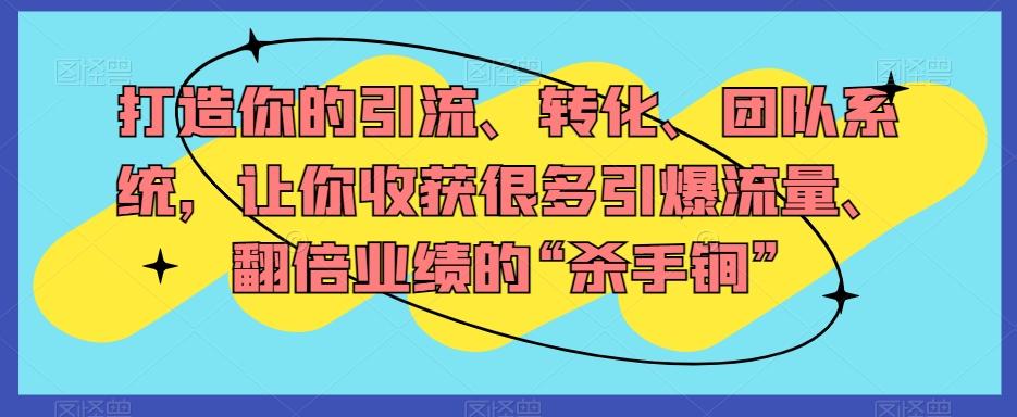 打造你的引流、转化、团队系统，让你收获很多引爆流量、翻倍业绩的“杀手锏”-创新Ovo