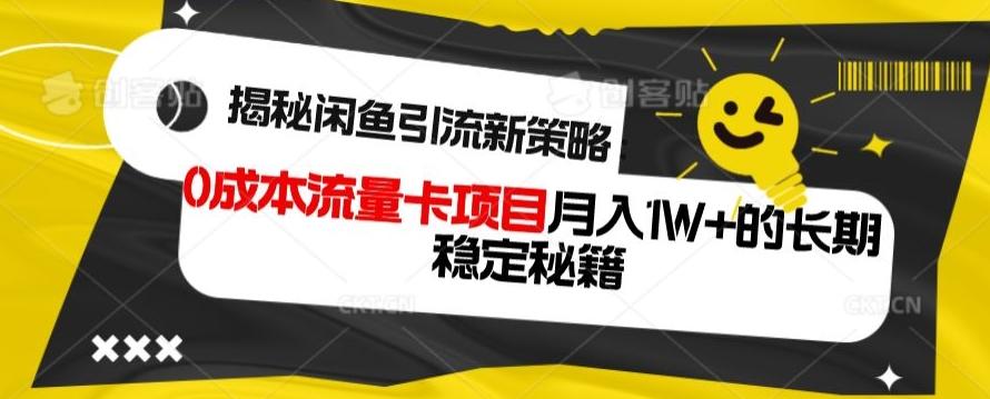 揭秘闲鱼引流新策略：0成本流量卡项目，月入1W+的长期稳定秘籍-创新Ovo