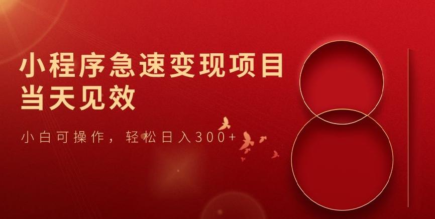 小程序急速变现项目，当天见效，小白可操作，轻松日入300+-创新Ovo
