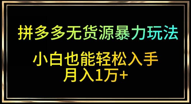 拼多多无货源暴力玩法，全程干货，小白也能轻松入手，月入1万+【揭秘】-创新Ovo