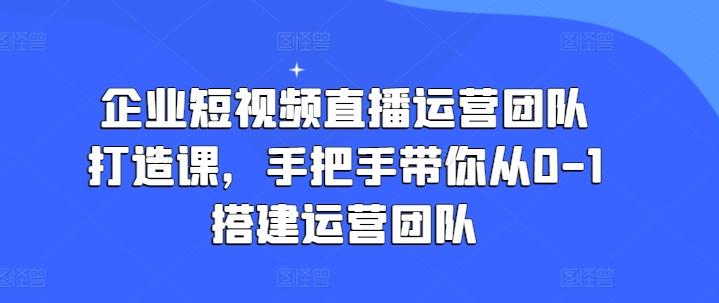 企业短视频直播运营团队打造课，手把手带你从0-1搭建运营团队-创新Ovo