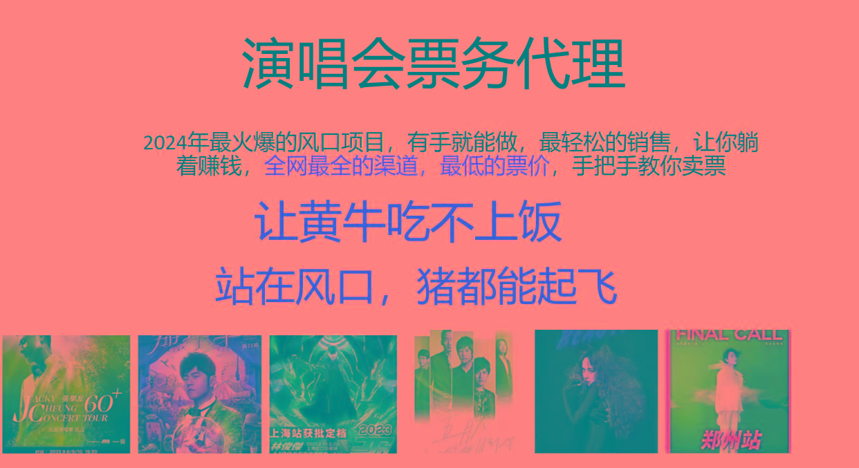 2024年最火爆风口项目，演唱会票务代理，日入2000+，一部手机就能搞定！-创新Ovo