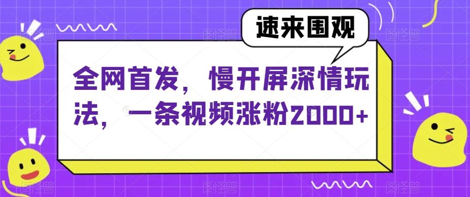 全网首发，慢开屏深情玩法，一条视频涨粉2000+【揭秘】-创新Ovo