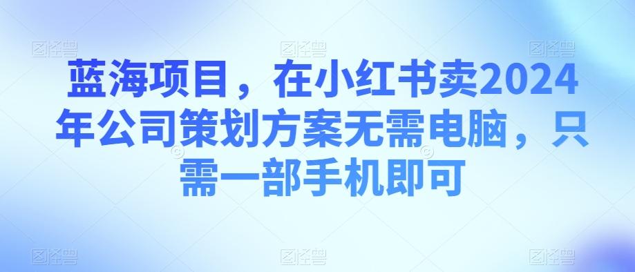 蓝海项目，在小红书卖2024年公司策划方案无需电脑，只需一部手机即可-创新Ovo